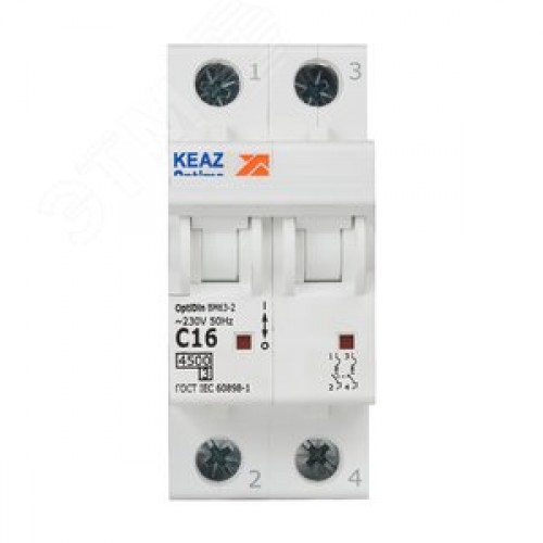 Выключатель автоматический двухполюсный 16А C 4,5кА AC OptiDin BM63-2C16-4,5-УХЛ3