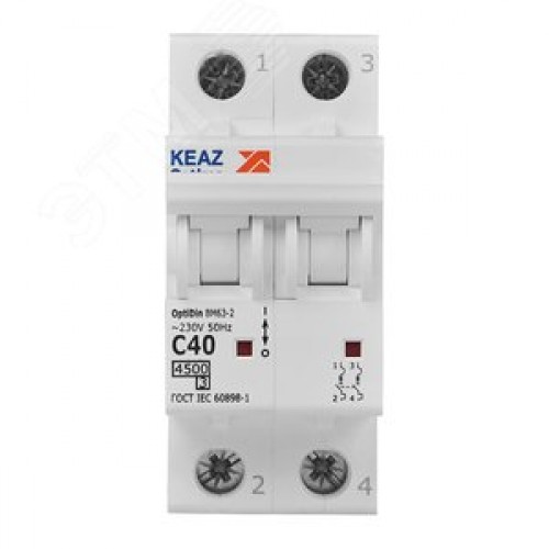 Выключатель автоматический двухполюсный 40А C 4,5кА AC OptiDin BM63-2C40-4,5-УХЛ3
