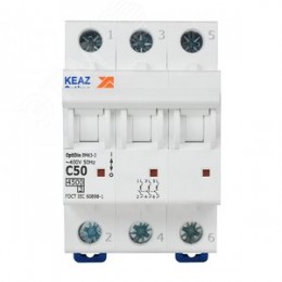 Выключатель автоматический трехполюсный 50А C 4,5кА AC OptiDin BM63-3C50-4,5-УХЛ3
