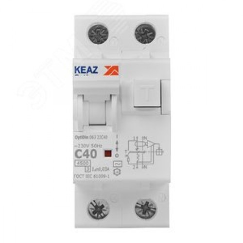 Выключатель автоматический дифференциального тока АВДТ с защитой от сверхтоков 2П 40А 30мА AC 4,5кА OptiDin D63-22C40-AC-У3