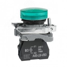 Лампа сигнальная OptiSignal D22 C4-L-B3 зеленая металл 24VAC/DC XB4BVB3