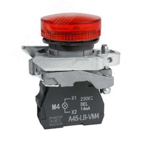 Лампа сигнальная OptiSignal D22 C4-L-M4 красная металл 230-240VAC XB4BVM4