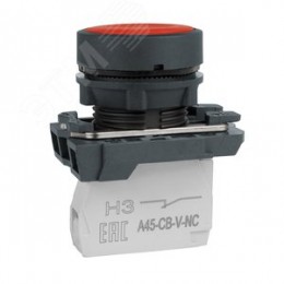 Кнопка OptiSignal D22 C5-P-401 красная пластик 1НЗ XB5AA42