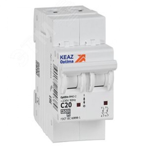 Выключатель автоматический двухполюсный 20А C 4,5кА AC OptiDin BM63-2C20-4,5-УХЛ3