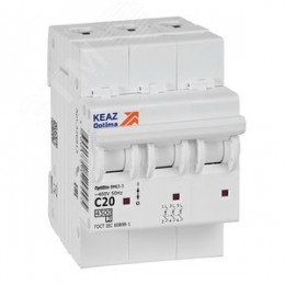 Выключатель автоматический трехполюсный 20А C 4,5кА AC OptiDin BM63-3C20-4,5-УХЛ3