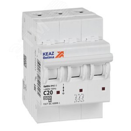Выключатель автоматический трехполюсный 20А C 4,5кА AC OptiDin BM63-3C20-4,5-УХЛ3