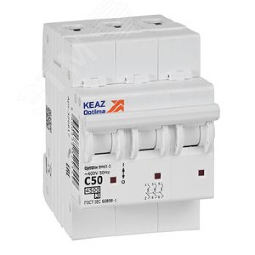 Выключатель автоматический трехполюсный 50А C 4,5кА AC OptiDin BM63-3C50-4,5-УХЛ3