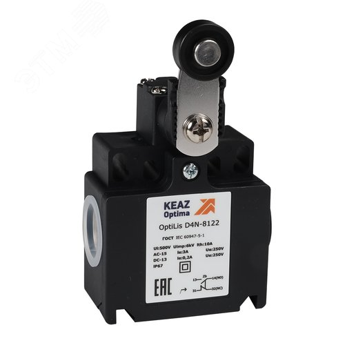 Выключатель концевой OptiLiS D4N-8125 рычаг       металлический с роликом металлическим EN 50047    XCKT2119P16