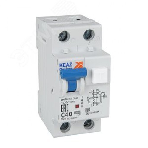 Выключатель автоматический дифференциального тока АВДТ 2П 16А 30мА A OptiDin D63-22C16-A-У3 6кА