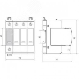 УЗИП ГРОЗОСТОП ГСК2-230/50 3+1 С, класс II, In - 20 кА (8/20), Imax (8/20) - 50 кА