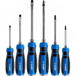 Набор: Отвертки ударные ''Профессионал'' ''УДАРНИК'', сквозной Cr-V стержень с усилит.под ключ, 2-хкомп.рук, магн.наконечник, в коробке, 6предм