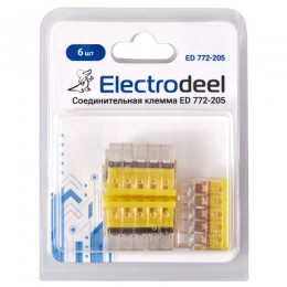 Клемма соединительная  5-контактная Elеctrodeel ED 772-205-b6, сечение 0,5-2,5 мм2, 24А/450В (упаковка 6 штук)