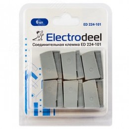 Клемма соединительная  1-контактная Elеctrodeel для ламп ED 224-101-b6, сечение 0,5-2,5 мм2, 24А/380В (упаковка 6 штук)