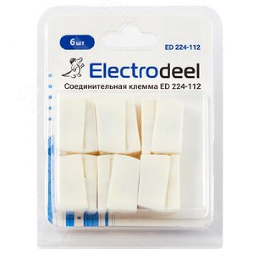 Клемма соединительная  2-контактная Elеctrodeel ED 224-112-b6, сечение 0,5-2,5 мм2, 24А/400В (упаковка 6 штук)