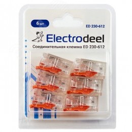 Клемма соединительная  2-контактная Elеctrodeel ED 230-612-b6, сечение 0,5-6,0 мм2, 41А/450В (упаковка 6 штук)