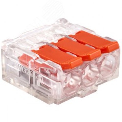 Клемма соединительная  3-контактная Elеctrodeel ED 230-613, сечение 0,5-6,0 мм2, 41А/450В (упаковка 60 штук)