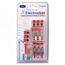 Клемма соединительная  3-контактная Elеctrodeel ED 230-613-b6, сечение 0,5-6,0 мм2, 41А/450В (упаковка 6 штук)