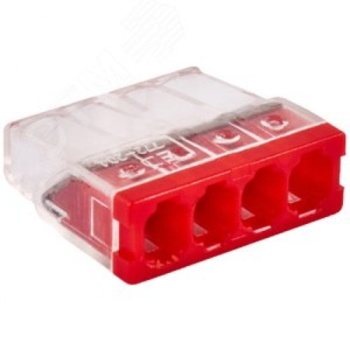 Клемма соединительная  4-контактная Elеctrodeel ED 772-204, сечение 0,5-2,5 мм2, 24А/450В (упаковка 100 штук)
