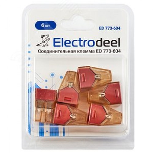 Клемма соединительная  4-контактная Elеctrodeel ED 773-604-b6, сечение 1,5-4,0 мм2, 32А/400В (упаковка 6 штук)
