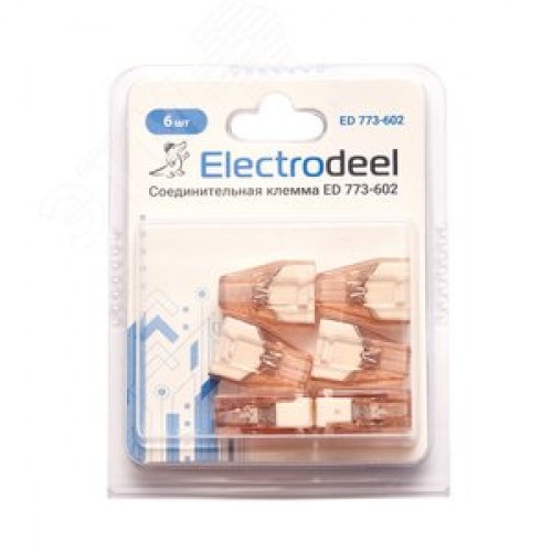 Клемма соединительная  2-контактная Elеctrodeel ED 773-602-b6, сечение 1,5-4,0 мм2, 32А/400В (упаковка 6 штук)