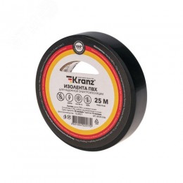 Изолента ПВХ KRANZ 0.13х15 мм, 25 м, черная