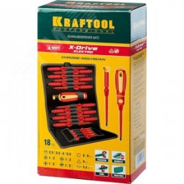 Набор ''Х-Drive ELECTRO'': Высоковольтные отвертки, сменные стержни, ключи специальные, до 1000В, 18 предм,