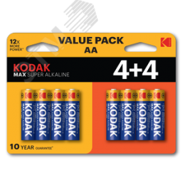 Батарейка Kodak LR6 4+4BL MAX SUPER Alkaline AA