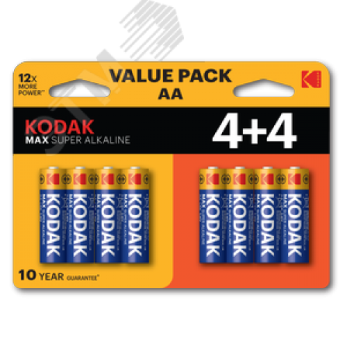 Батарейка Kodak LR6 4+4BL MAX SUPER Alkaline AA