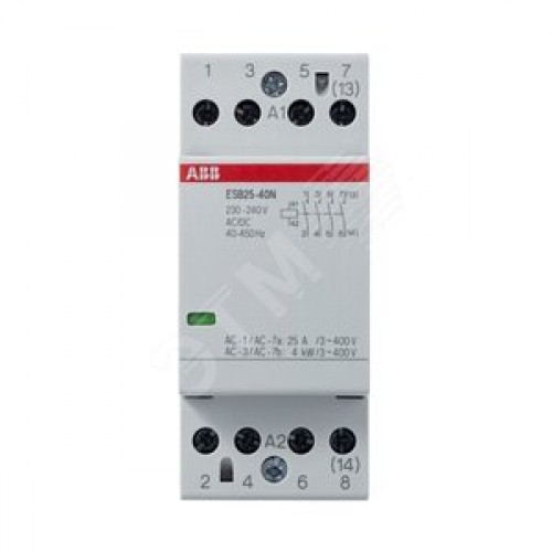Контактор модульный (25А АС-1, 4НО), катушка 230В AC/DC