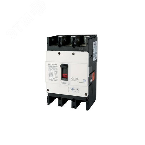 Автоматический выключатель в литом корпусе типа HGM, типоразмера 250AF, арт.HGM250H3PT4S0000C00160F (160А, 38кА, 3 полюса, регулируемый термомагнитный расцепитель, переднее подключение)