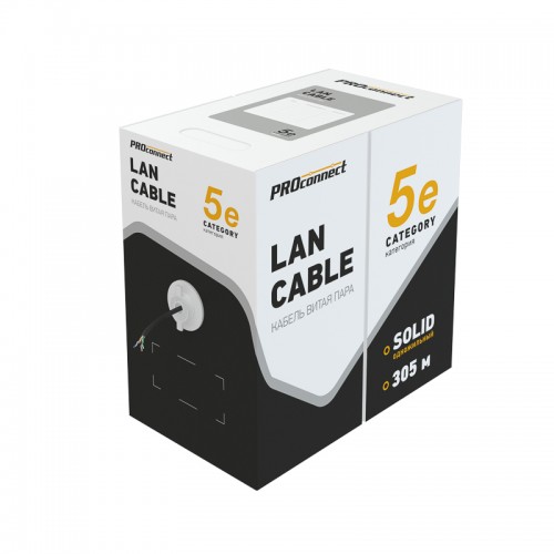 Витая пара U/UTP 4PR 24AWG CCA CAT5e PE OUT черный 305 м