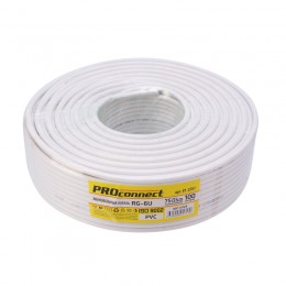 Кабель коаксиальный LIGHT RG-6U 75 Ом CCS/Al/Al бухта 100 м бел
