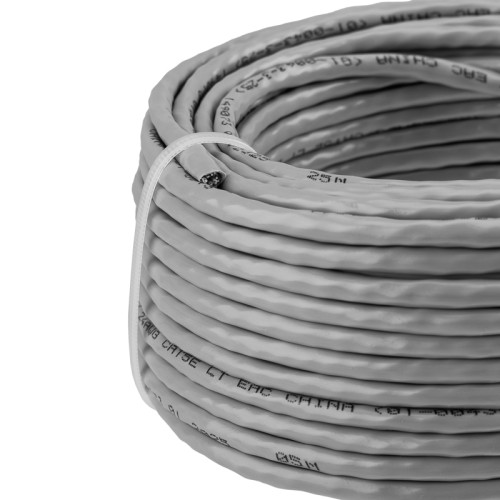 Витая пара U/UTP 4PR 24AWG CCA CAT5e PVC серый бухта 25м