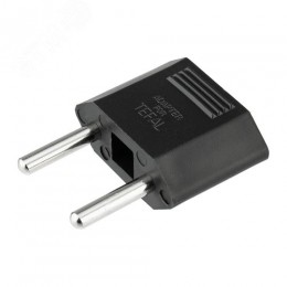 Адаптер сетевой переходник с Евро А/F на тонкую вилку С1 плоский Тефаль 6 А без заземления черный 1 уп – 1 шт