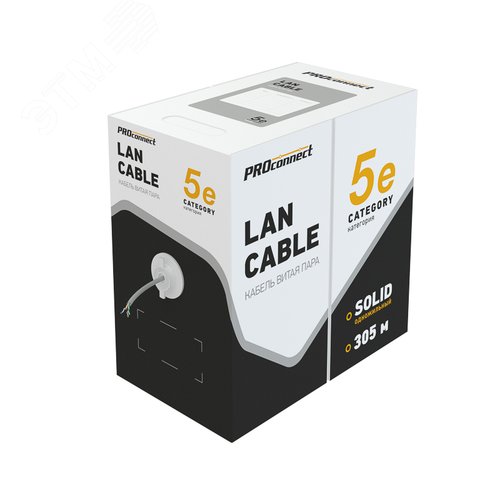 Витая пара U/UTP 4PR 24AWG SOLID CAT 5e PVC IN серый 305м