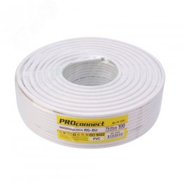 Кабель коаксиальный LIGHT RG-6U 75 Ом CCS/Al/Al бухта 100 м бел