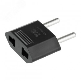 Адаптер сетевой переходник с Евро А/F на тонкую вилку С1 плоский Тефаль 6 А без заземления черный 1 уп – 1 шт
