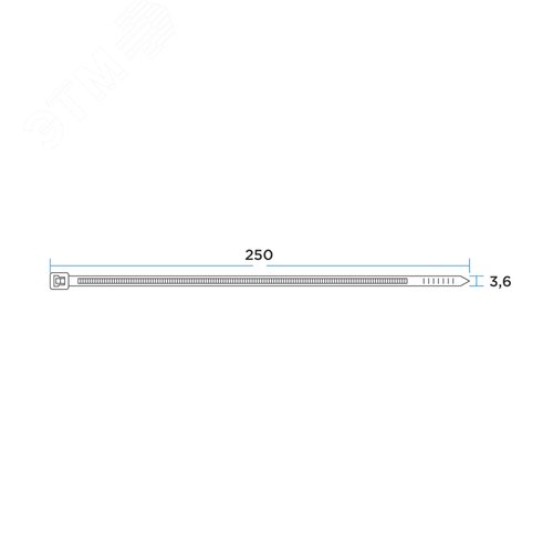 Хомут кабельный нейлоновый 250x3.6мм, чёрный (100 шт/уп)
