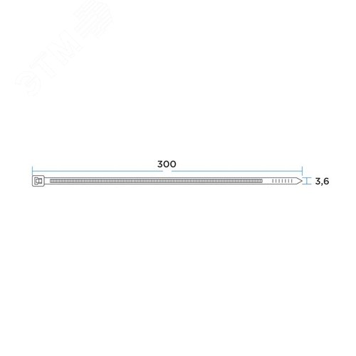 Хомут-стяжка кабельная нейлоновая 300x3,6 мм, черная, 100 шт