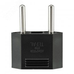 Адаптер сетевой переходник с Евро А/F на тонкую вилку С1 плоский Тефаль 6 А без заземления черный 1 уп – 1 шт