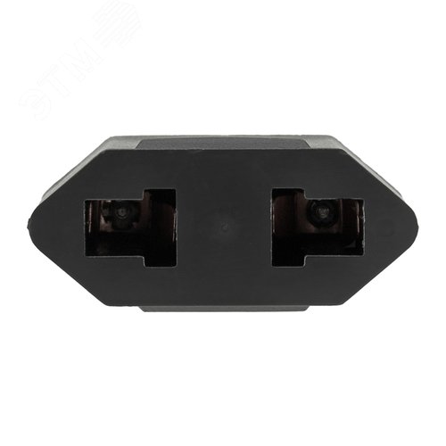 Адаптер сетевой переходник с Евро А/F на тонкую вилку С1 плоский Тефаль 6 А без заземления черный 1 уп – 1 шт