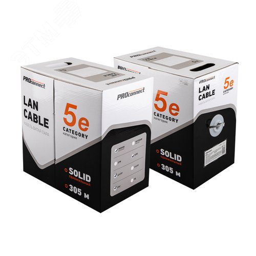 Витая пара U/UTP 4PR 24AWG CCA CAT5e PVC IN серый 305 м