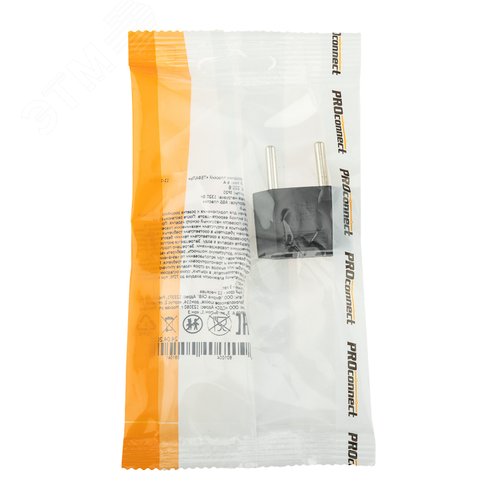 Адаптер сетевой переходник с Евро А/F на тонкую вилку С1 плоский Тефаль 6 А без заземления черный 1 уп – 1 шт