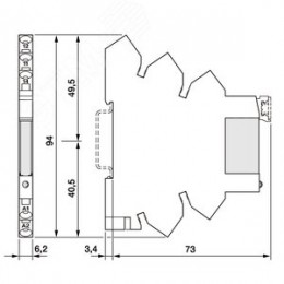 Модуль интерфейсный реле, 1 перекидной контакт 6А 230В AC/DC пружинные зажимы