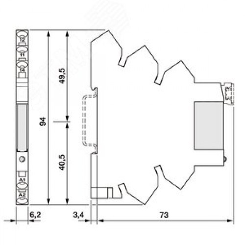 Модуль интерфейсный реле, 1 перекидной контакт 6А 230В AC/DC пружинные зажимы