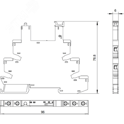 Модуль интерфейсный реле, 1 перекидной контакт 6А 230В AC/DC, винтовые зажимы