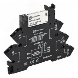 Модуль интерфейсный реле, 1 перекидной контакт, 6А, 24В AC/DC, пружинные зажимы