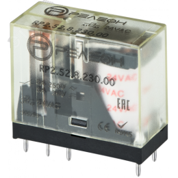 Миниатюрное промежуточное реле, 2 перекидных контакта 5А, 230В AC