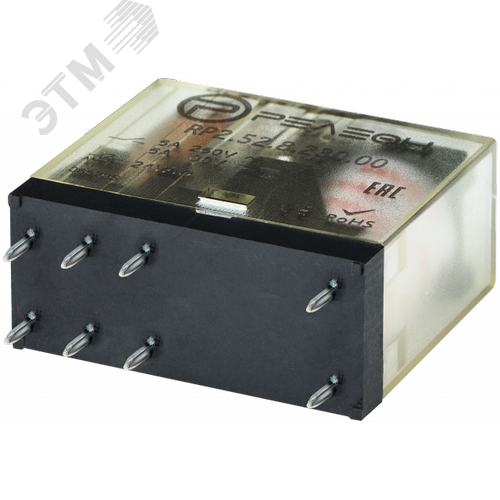 Миниатюрное промежуточное реле, 2 перекидных контакта 5А, 230В AC