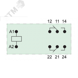 Миниатюрное промежуточное реле, 2 перекидных контакта 5А, 230В AC